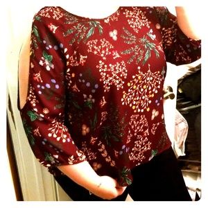 Floral Cold-Shoulder Blouse